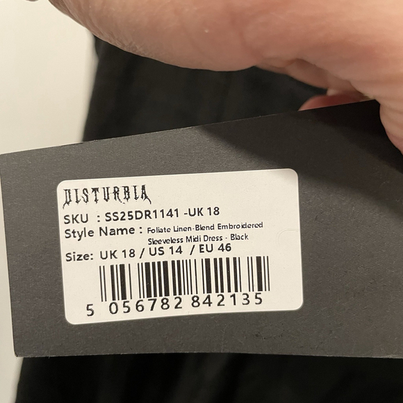 New Disturbia Foliate Linen Blend Embroidered Sleeveless Midi Dress Size 14 US - Picture 6 of 12